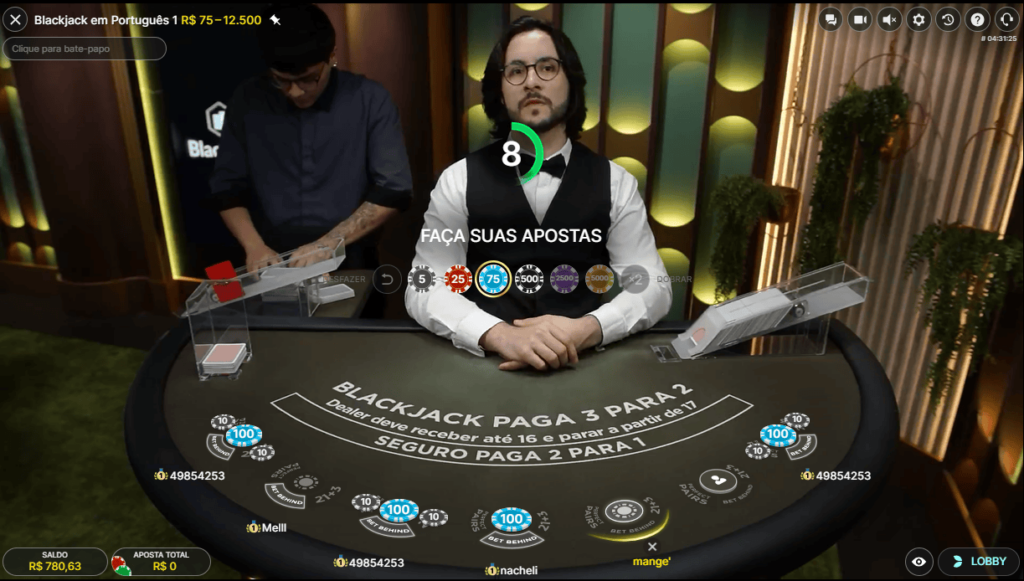Opções de apostas de Blackjack em Português