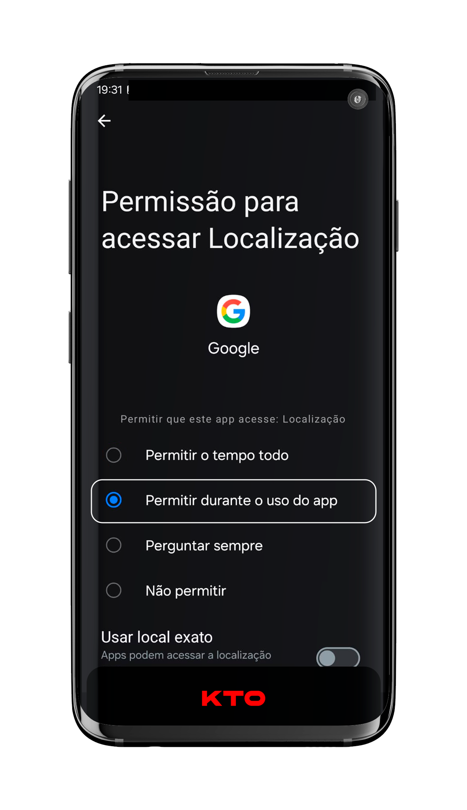 Toque em Localização ou Serviços de Localização